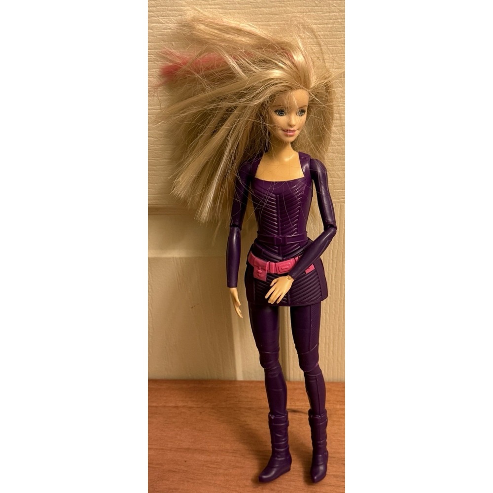 2015 Barbie‎ Doll Secret Agent Spy Squad 11.5" Blonde Pink Hair Purple Bodysuit
